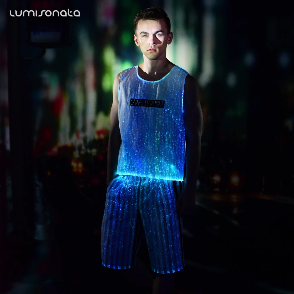 2019 New Wholesale Custom Flashing Luminous Sound Activated Glow in the Dark t Shirt China Led Christmas Light up T-shirt