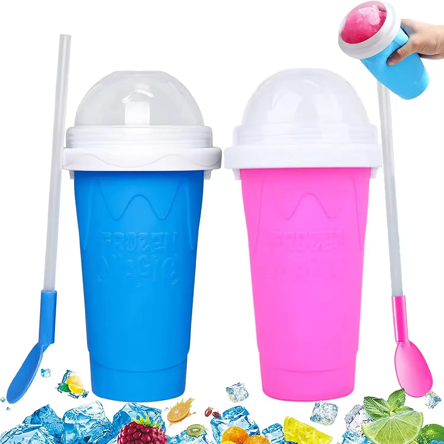 Kids Ice mold Grade Silicone New Portable Summer Maker Frozen Magic Squeeze Slush Slushy Cup
