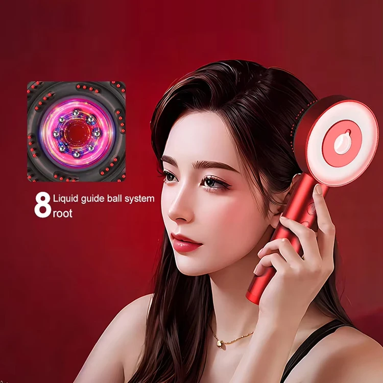 3 In 1 Multi Functional Red Blue Light Hair Comb Massager Kneading Oil Applicator Scalp Massager Brush For Hair Growth