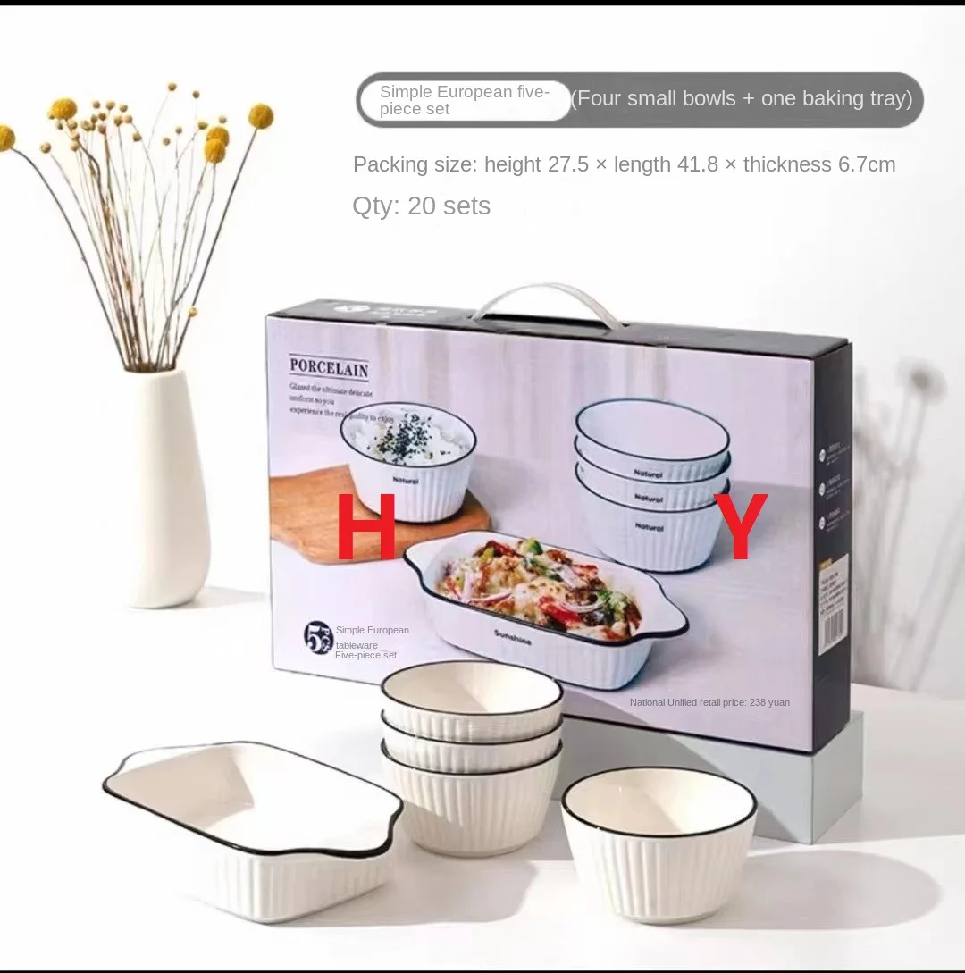 Baking Tray Wholesale Porcelain Bakeware New Arrival Home Kitchen White Dinnerware Sets Plate Oval Ceramic Modern Party
