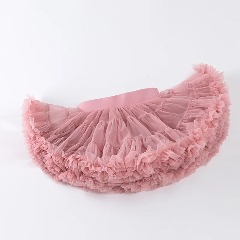 1-8T Lace Skirt Girls Fluffy Chiffon Pettiskirt Solid Colors Tutu Skirts Girl Dance Skirt Christmas Tulle Petticoat Tulle