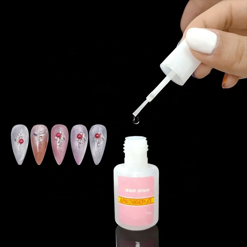 Nail Tip Glue Gel Customized Logo Acrylic 10g Mini Press on Nail Gel Glue with Brush Private Label 10g Quick Drying Nail Glue