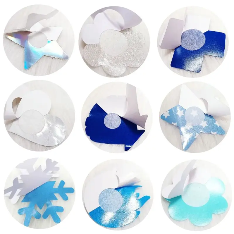 Blue Sexy Custom Printed Breast Nipple Sticker Disposable Design Silver Adhesive Pasties Cover for Women Intimates Accessories