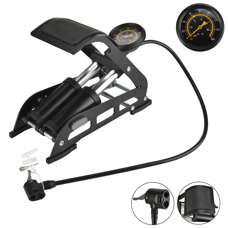 High Pressure Foot Pedal Bicycle Air Pump Single Double Cylinder Car Tyre Inflator MTB Road Bike Mini Pump for Xiaomi Scooter