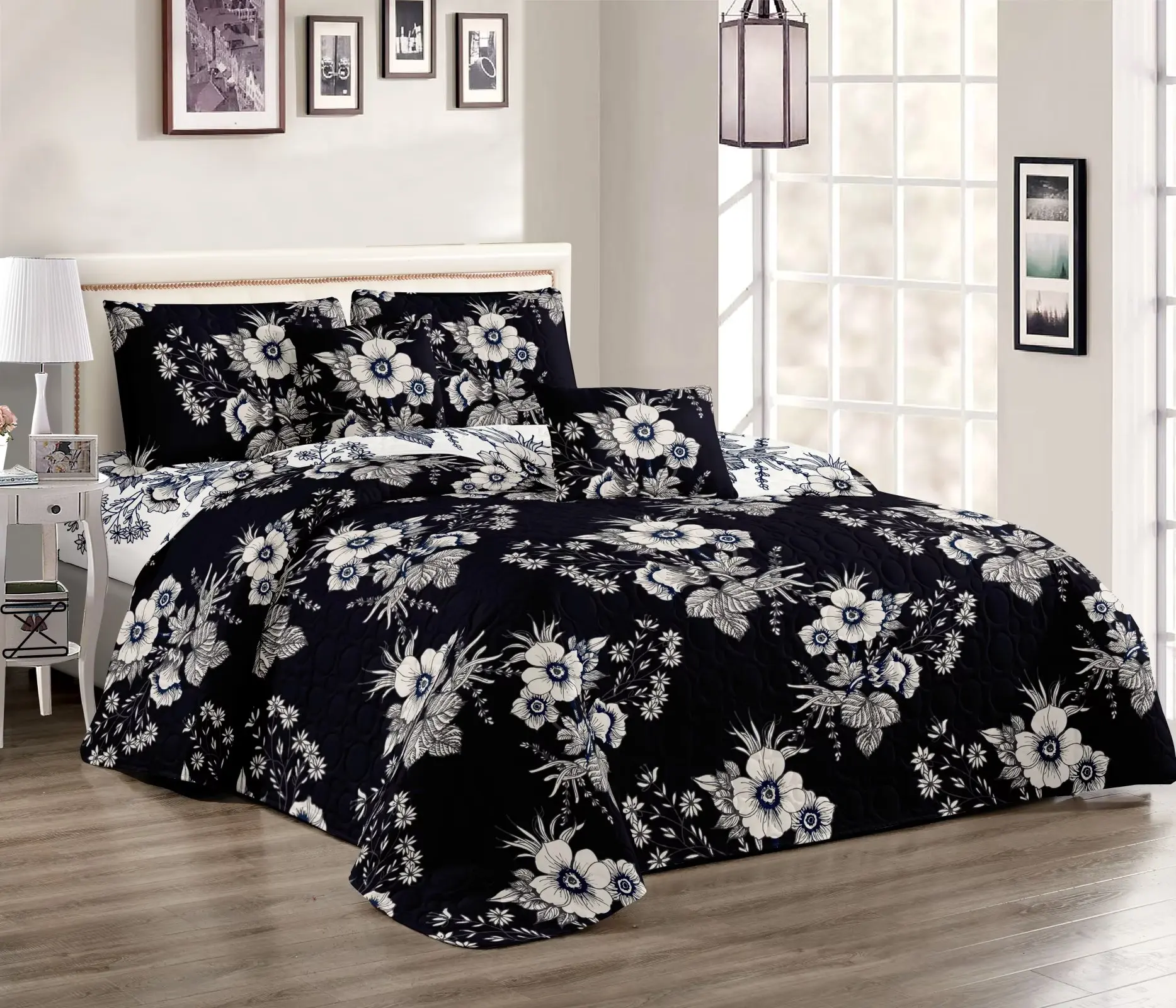 OEKO-TEX Certificated Printed Ultrasonic Bedspread Polyester Custom Colored Stable Ultrasonic Bed Cover Set Microfiber Bedspread