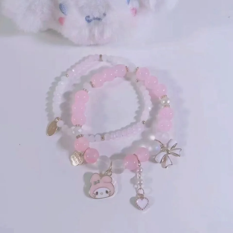 2022 GT Lucky Cute Dog Cat Heart Charms JK Beautiful Student Princess Crystal Stone Bead Bracelet Set Bracelet Girls