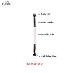 Private label duo double side dual end fluffy flat angled eyeshadow brush spoolie cleanser eyelash cleaning lash cleansing brush