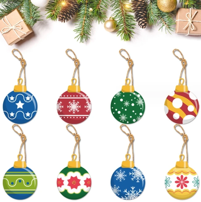Custom Merry Christmas Ball Hanging Paper Pendants banners flags ornament Signs for Christmas tree home door window party decor