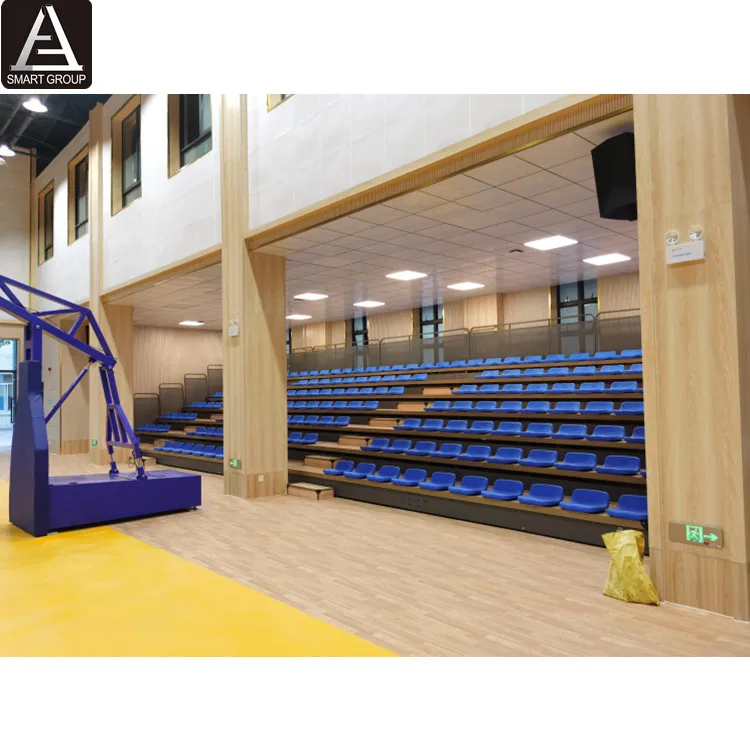 10 Rows Electric Telescopic Bleachers Tribune Seating  Indoor Basketball Retractable Stadium Bleachers Telescopic Gym Bleachers