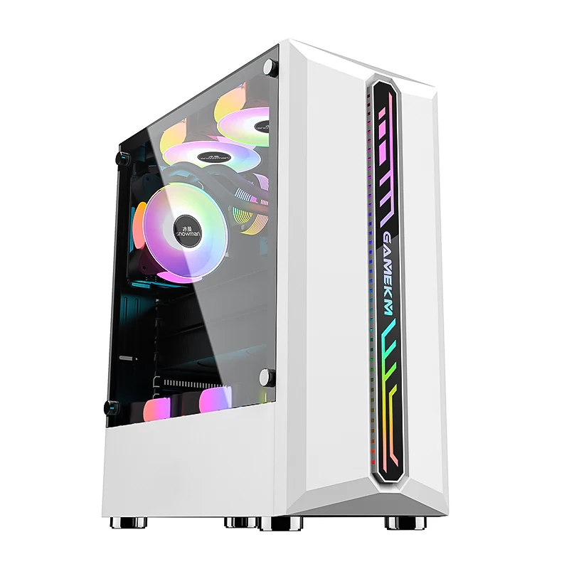 SNOWMAN Custom Logo Pc Gaming Case Quality Factory Led Rgb Gaming Pc Computer Tower Case With Tempered Glass