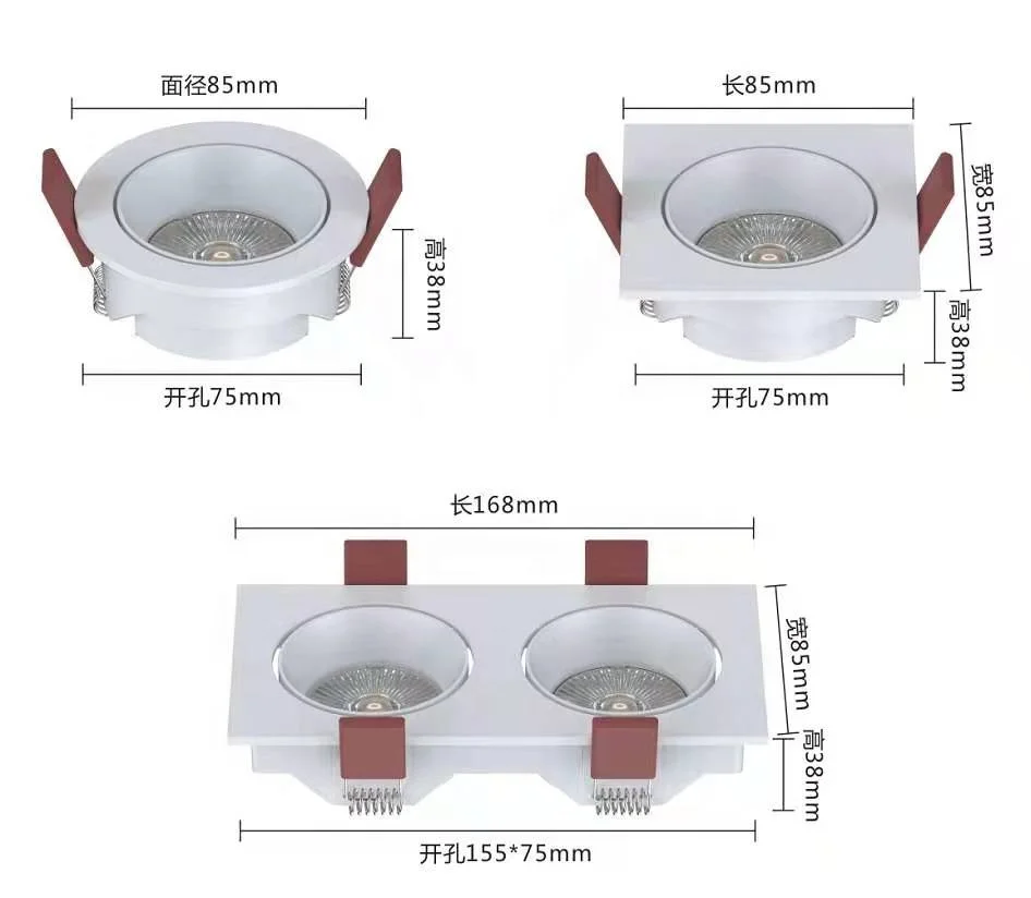 ceiling grille light 100LM/W recessed dali smart dimmable cct change Ra90 cob 12w square double lamps trimless led downlight