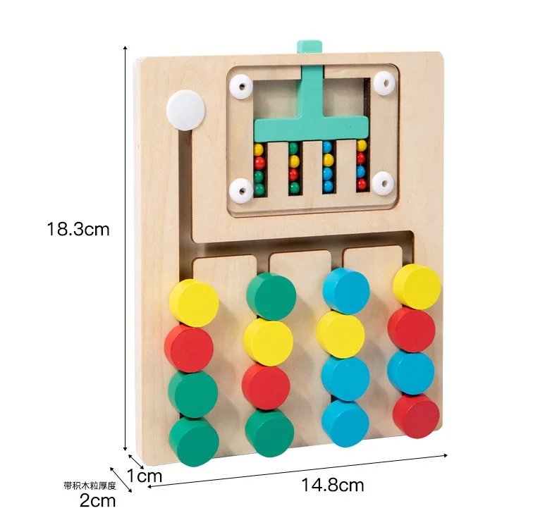 Montessori Learning Kids Toys Slide Puzzle Color Shape Matching Educational Wooden Toys Educational Logic Game