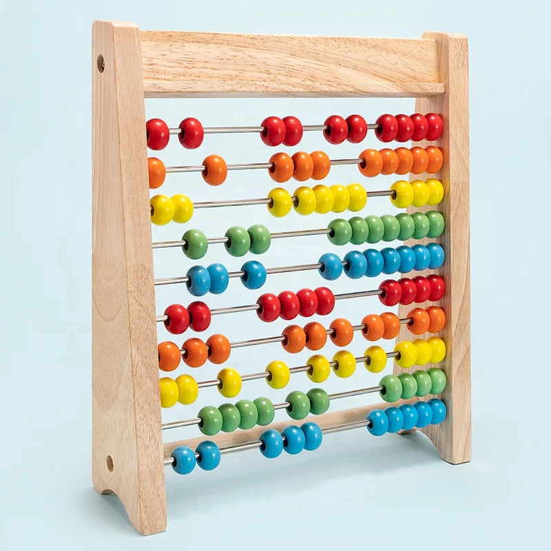 Wholesale New Design High-Quality Wooden Rainbow Abacus Frame Numbers Counting Colorful Calculating Beads Toys