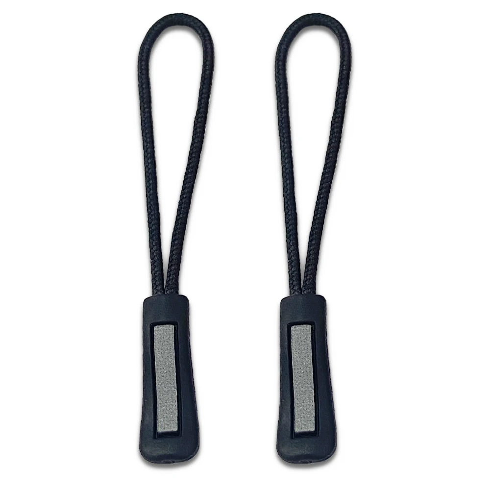 New Design Custom Rubber Plastic Soft Zipper Pulls Pvc Nylon Cord Reflective Zipper Puller For Backpacks Luggage