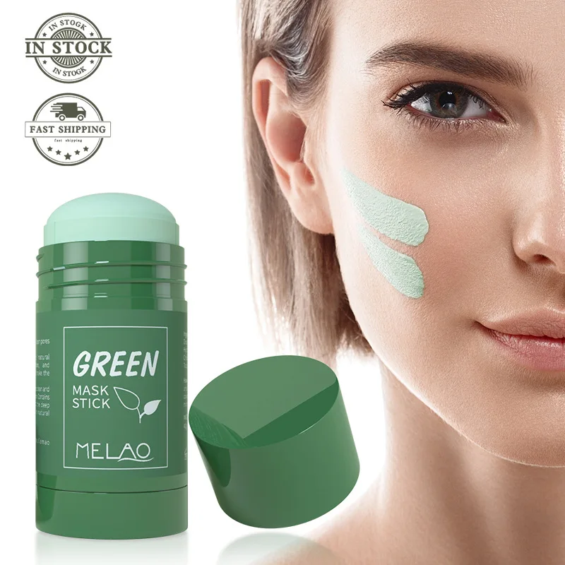 
Green tea cleansing mask purifying clay stick face mud private label organic green tea mask stick 