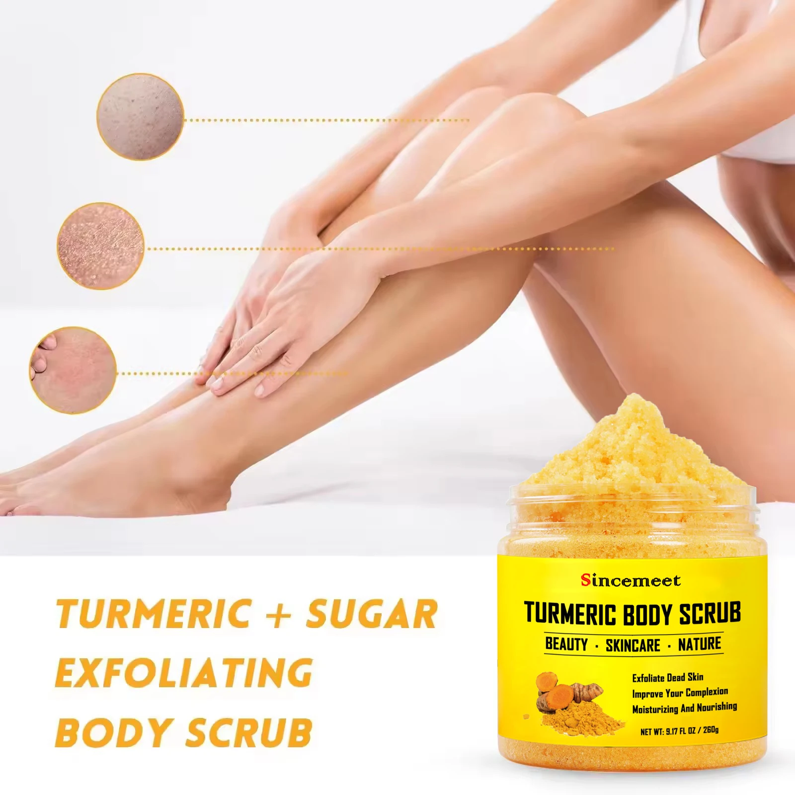 Turmeric Scrub Private Label Skin Brightening Smooth Organic Tumeric Body Exfoliating Turmeric Scrub Natural Skincare