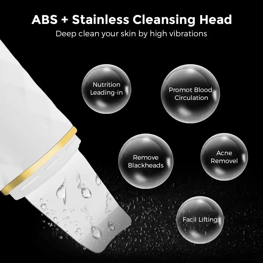 
Portable EMS Ultrasonic Facial Pore Cleaner Machine Skin Peeling Scrubber for Exfoliator Blackhead Face Lift 