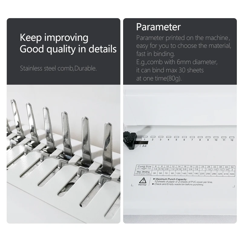 SONTO Paper Binder Manual Punch Comb Binding Machine for Office 21 Hole 450 Sheets White Manual Printing Binding Spiral USD15-25