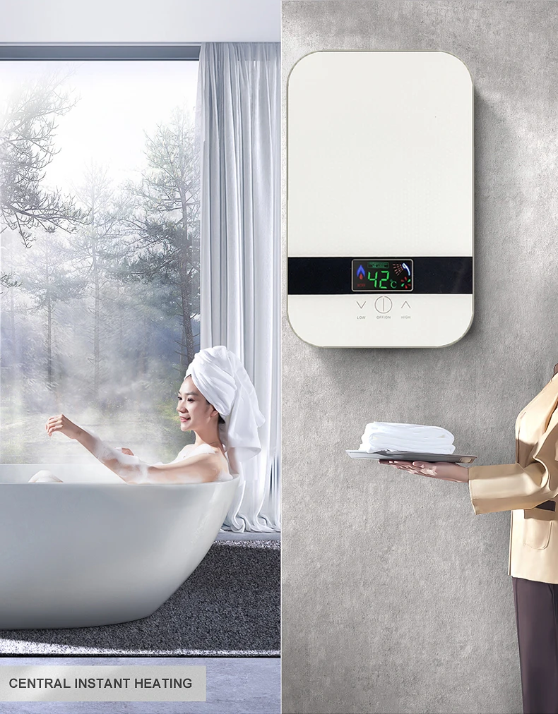 Buy Smart Thermostatic Small Mini Kitchen Bathroom Instantaneous Induction Electric Tankless Instant Shower Hot Water Heater