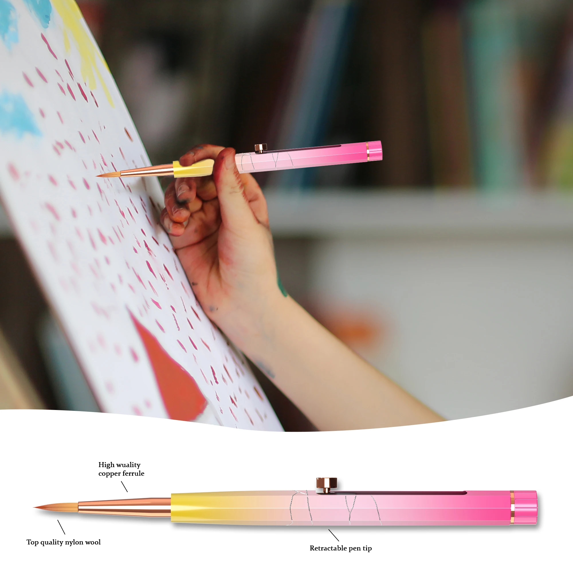 2024 New Design Professional Retractable Watercolor Brush Artist Face Paint Brushes Drawing Pen Kit