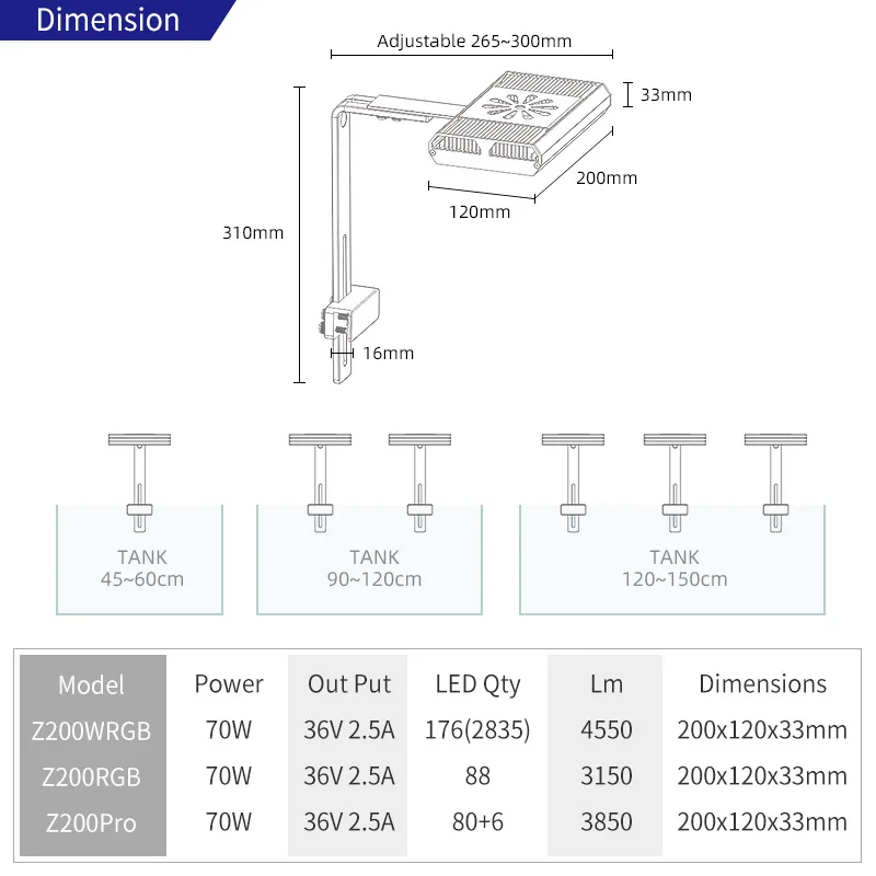 Wholesale price cool white fish tank lights lamp dimming version with timer 6h/8h/10h/12h led light for planted aquarium