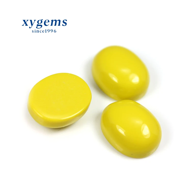 Оптовая продажа синтетический камень желтый Бирюзовый Кабошон