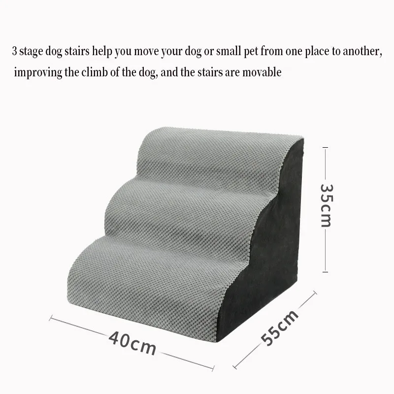 Removeable Washable Non-Slip Pet Stairs Dog 3 Steps Ramp Stairs for High Bed Sofa
