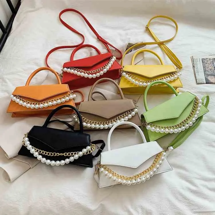 
Summer Beach Ladies Fashion Patry Pearl Chains Tote Single Side Shoulder Crossbody Handbag Women Hand Bags 