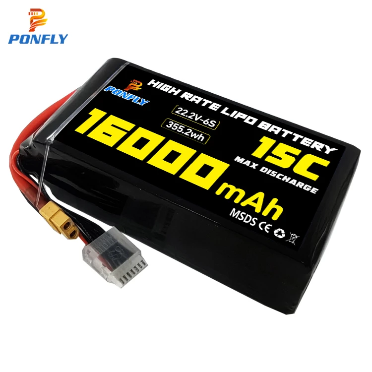 Аккумулятор PONFLY большой емкости fpv для дрона 22 2 В 6S 16000mAh 15C 30C lipo аккумулятор автомобильного вертолета производитель квадрокоптеров