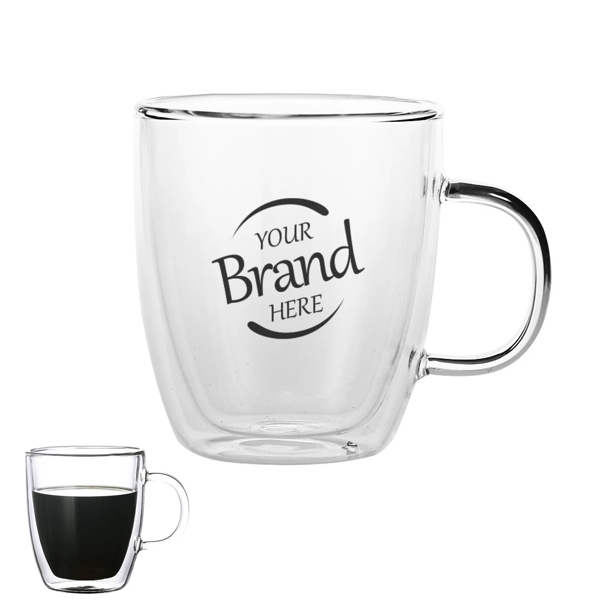 Clear Double Wall Heat Resistant Glass Coffee Mugs with Handle Insulated Drinking Glasses Latte Tea Cups