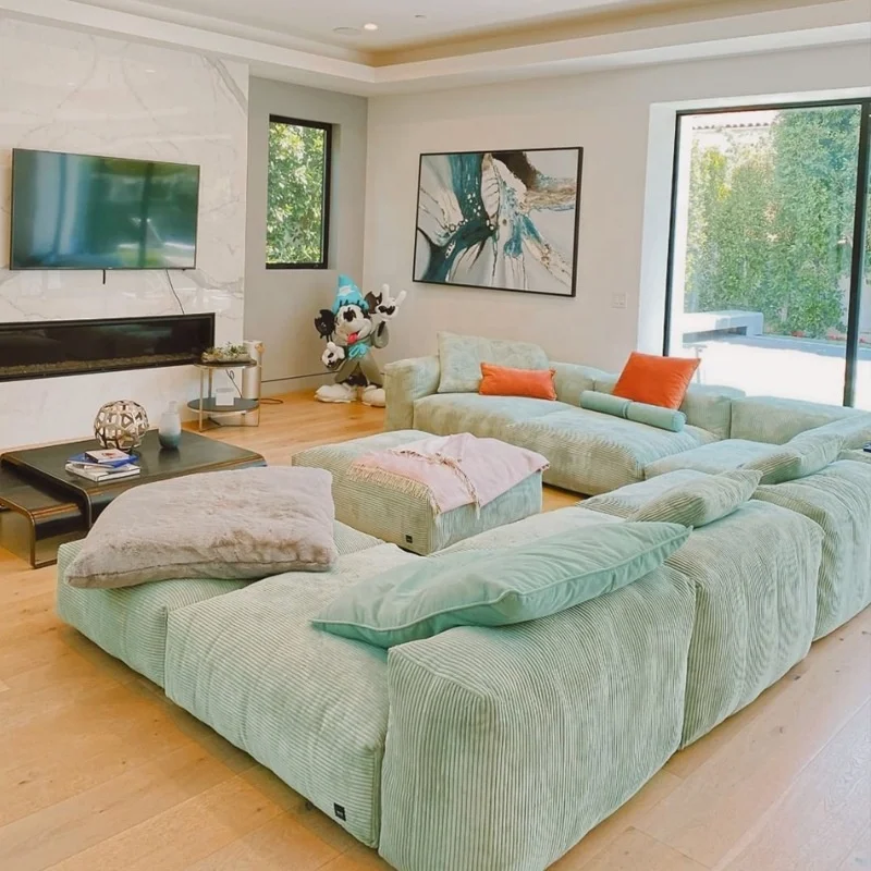 Современный модульный диван-диван из вельветовой ткани