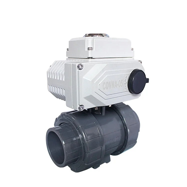 COVNA Electric Hydraulic Control Valve Motorised Actuator Valve True Union 220V AC dn50 dn100 3 Way PVC Electric Ball Valve