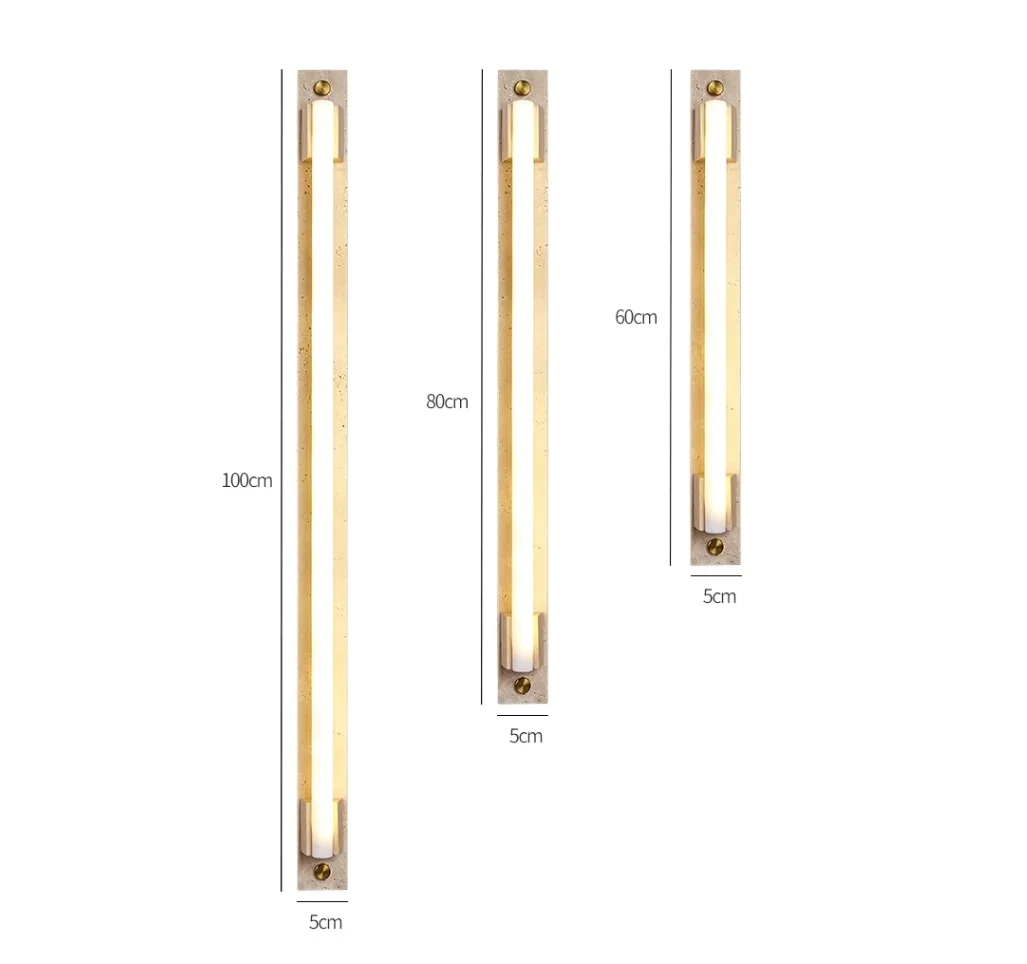 B3722 Natural travertine long shaped PVC LED tube decorative living room reading room LED wall lamp light wall sconce