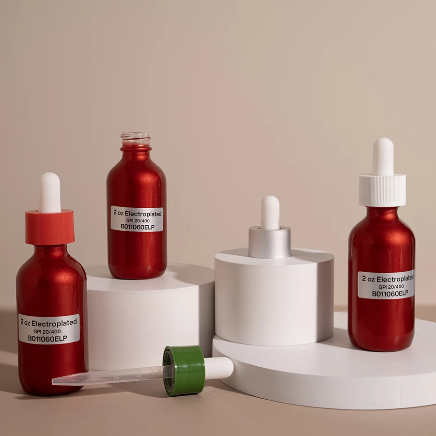 2 oz Dropper Bottle Red Glass Boston Bottles 60ml Dropper White Caps for Essential Oils
