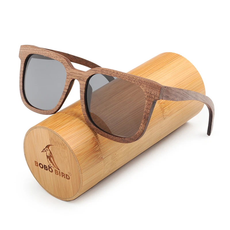 BOBO BIRD Hot Sale Sports Glasses Mens Sunglasses bamboo Sunglasses Wooden Box Polarized Sunglasses on with Luxury Gift