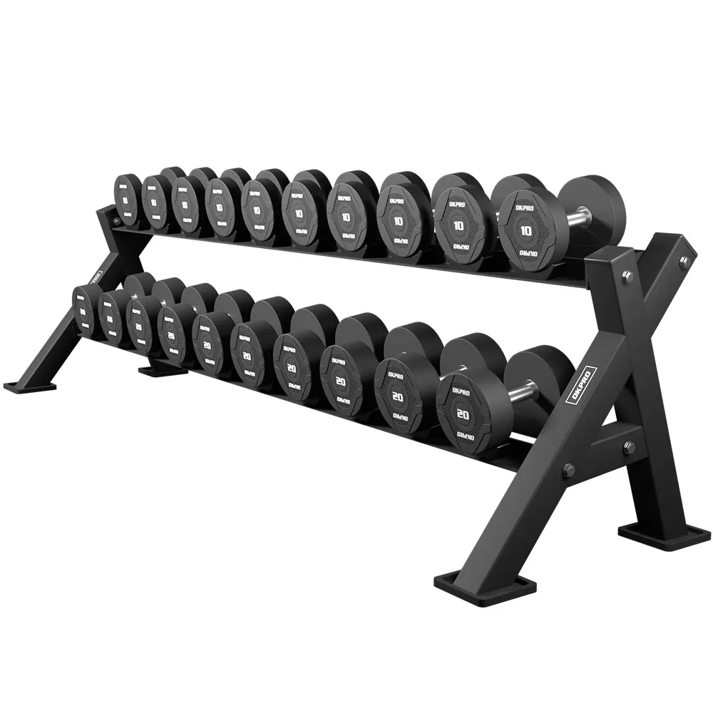 OKPRO Manufacturer New Design Gym Fitness Equipment Commercial 10 Pair 2 Tier Dumbbell Rack
