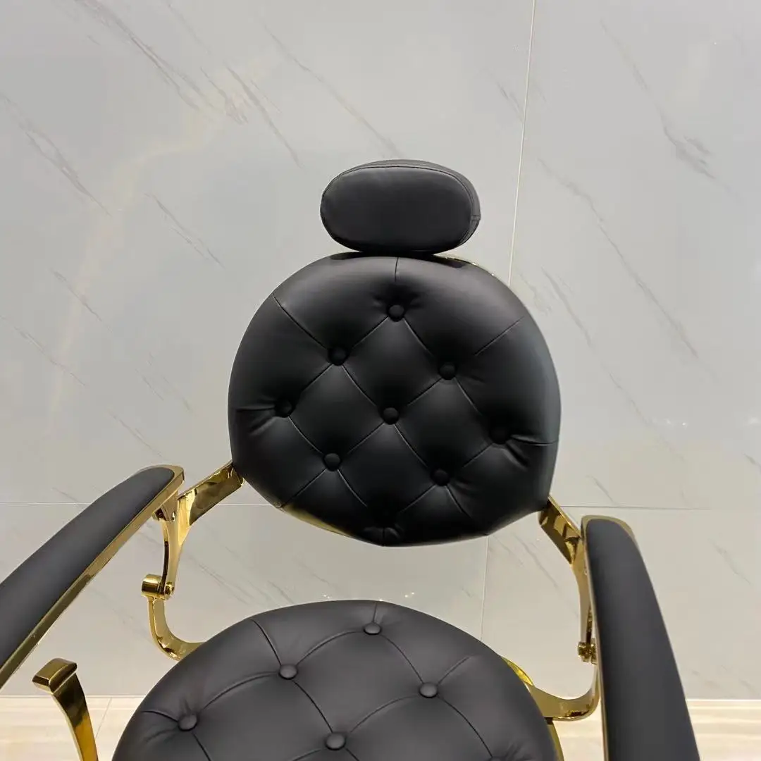 Wholesale Barber Chair ready to ship black and gold salon chair furniture hairdressing barber chair
