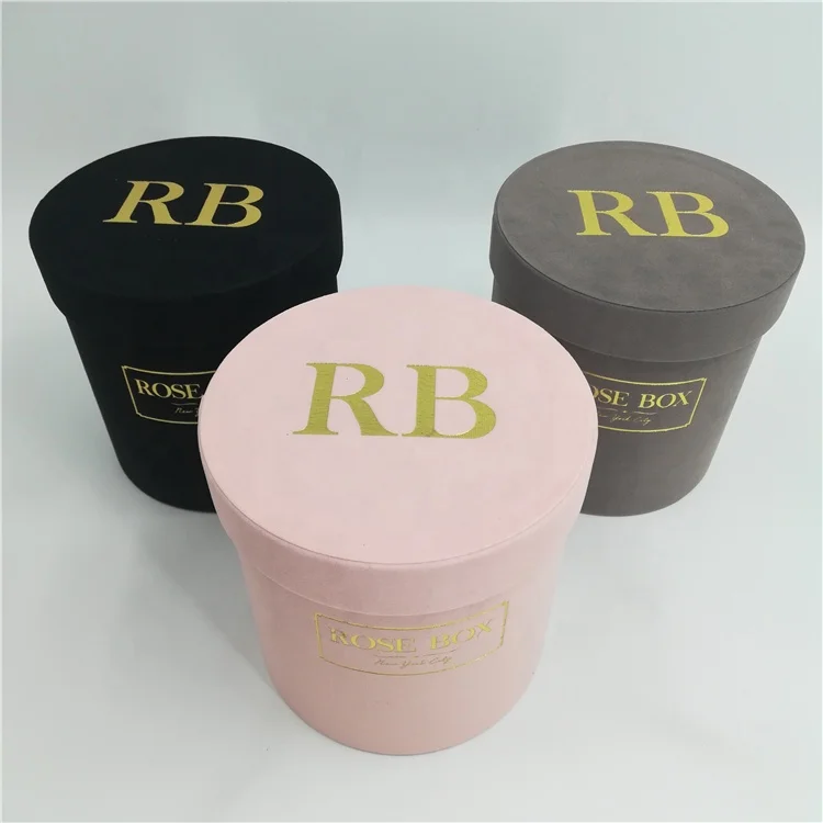 Pretty custom made recycle cardboard rose boxes with lids, round flower gift boxes