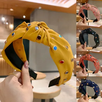 Manufacturers direct Korean version of the new tied hair accessories fashion ladies hair pressure bangs headband wide edge color