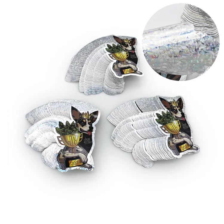 Self Adhesive UV Waterproof Crackle Laser Sheets Sticker Clean PVC Label Die Cut Vinyl Stickers