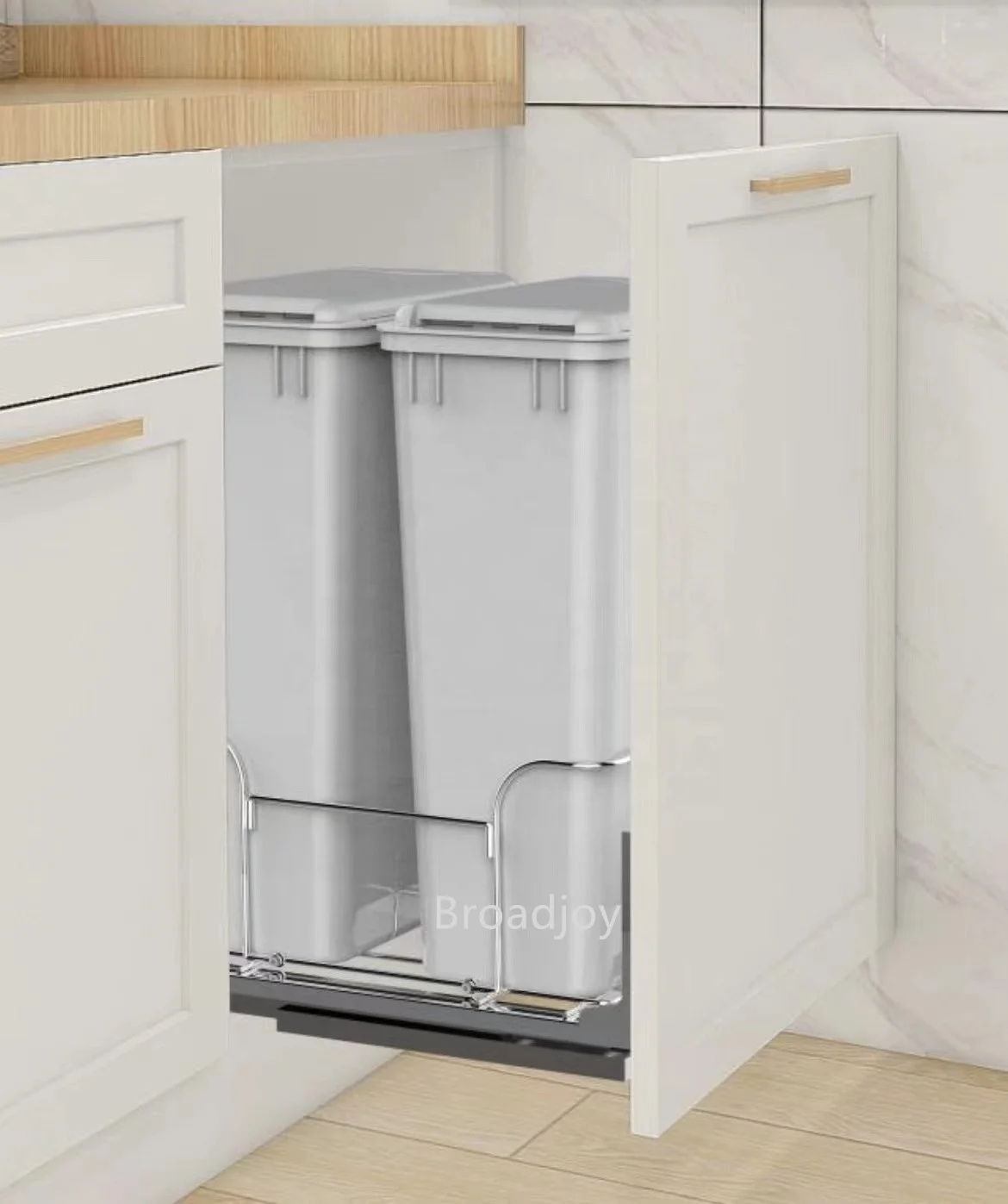 Double garage basket kitchen drawer waste bin trash recycling bin