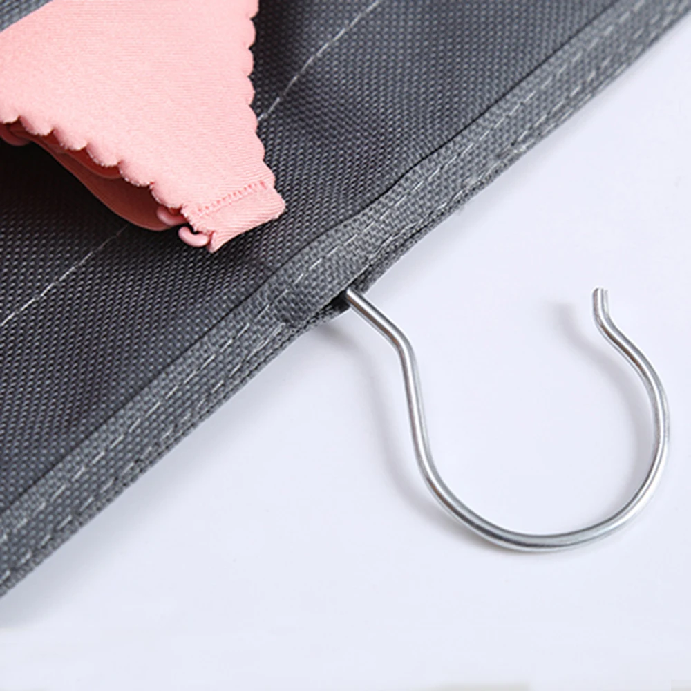 Washable Double Sides Bra Underwear Closet Hanging Organizer Storage Bag With 360 Degree Stainless Steel Metal Hanger