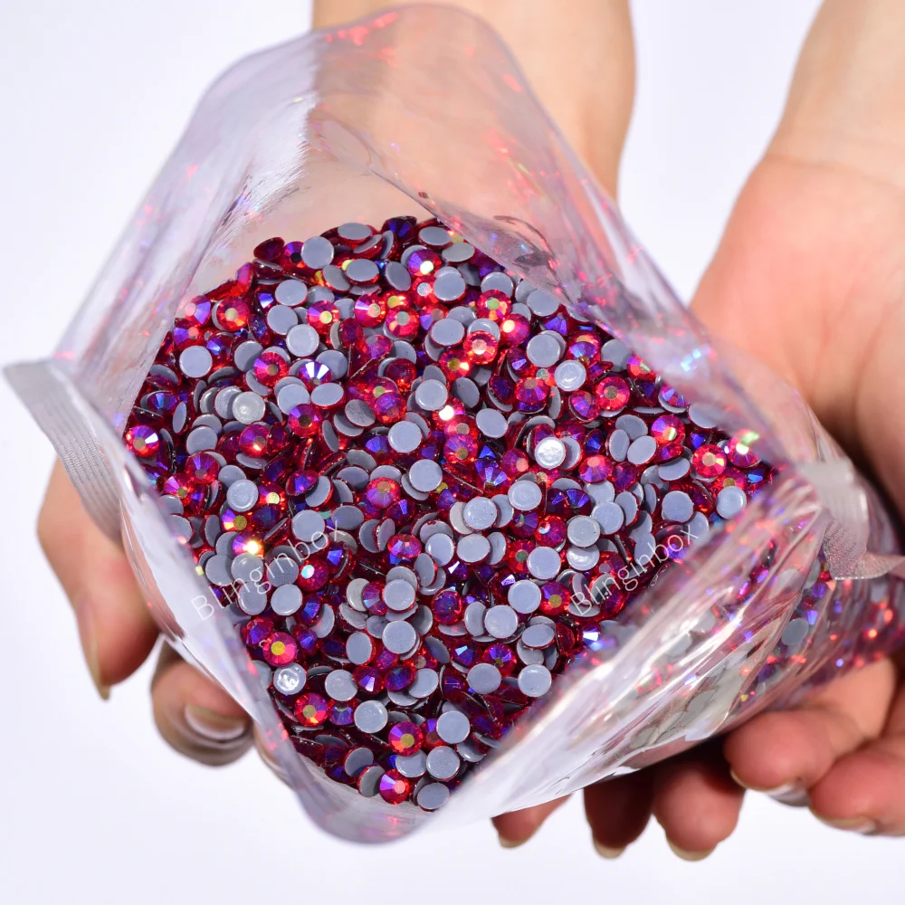 Blinginbox Good Quality Hotfix Rhinestones Transfers Flat Back Strass Iron On Crystals AB Rhinestone For Wedding Dress Clothes
