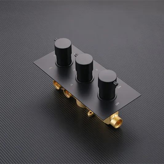 Villa Luxurious Thermostatic Shower Diverter Rainfall Shower Faucet Set with Ceiling Waterfall Shower Head Brass Modern Black