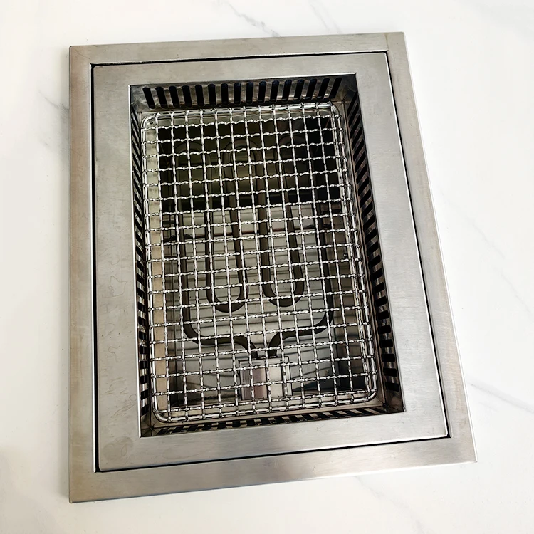 new 2000w mini buffet Japanese Rectangle Down Smoke Exhaust Electric Grill Embedded Commercial  Bbq Grill