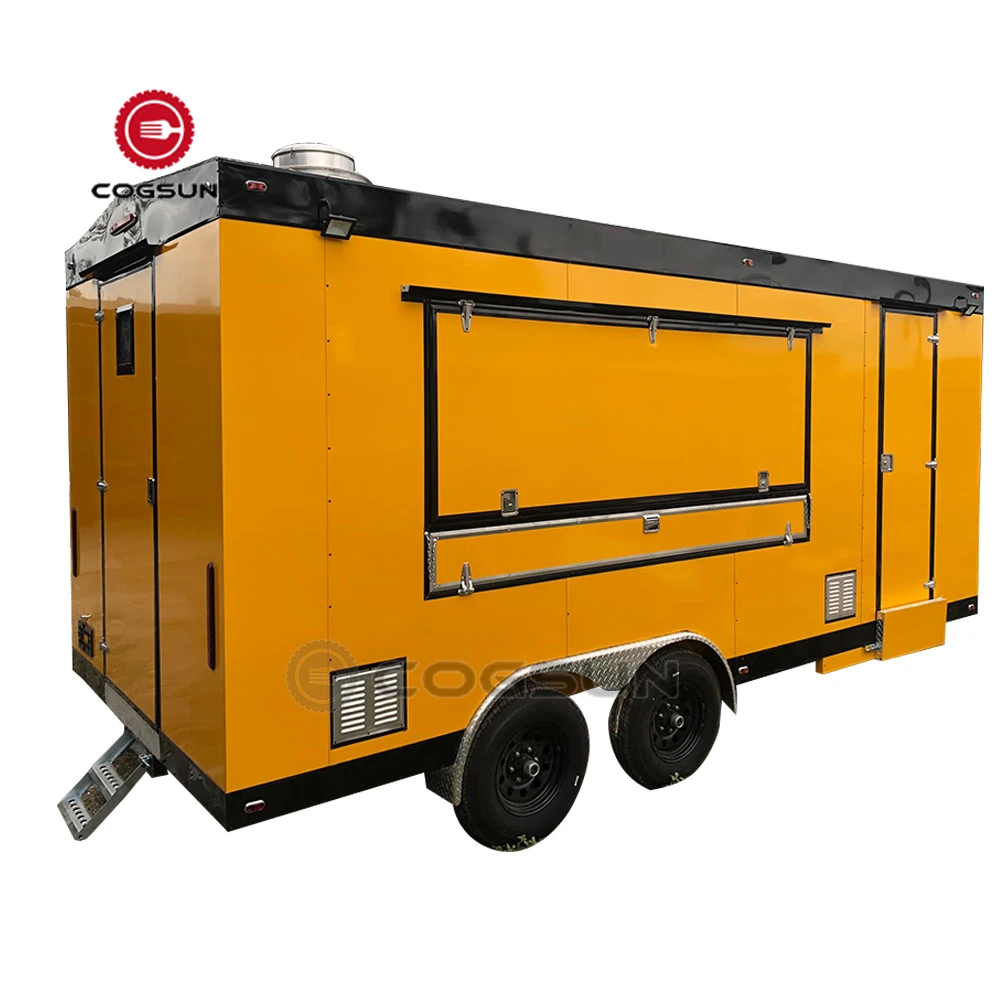 Custom Mobile Street Fast Vending Carts Fast Food Truck Used Car Van Food Trailers with Freezer for Sale