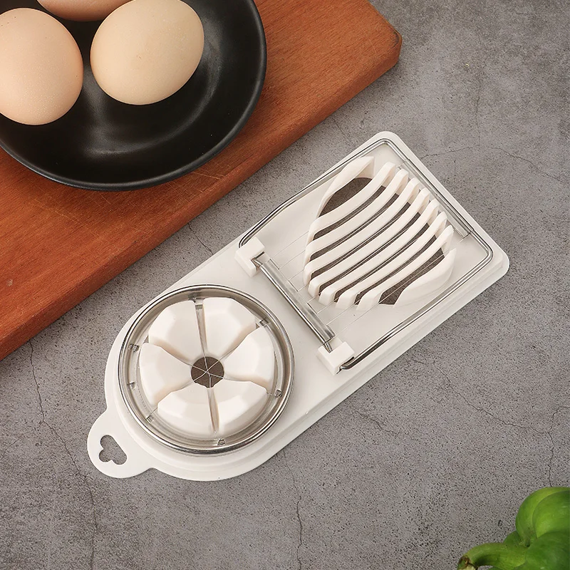 
Amazon Hot Sale Stainless Steel Wire 2 in 1 Multifunction Egg Cutter Slicer Kitchen Gadget Egg Cutter Egg Slicer 