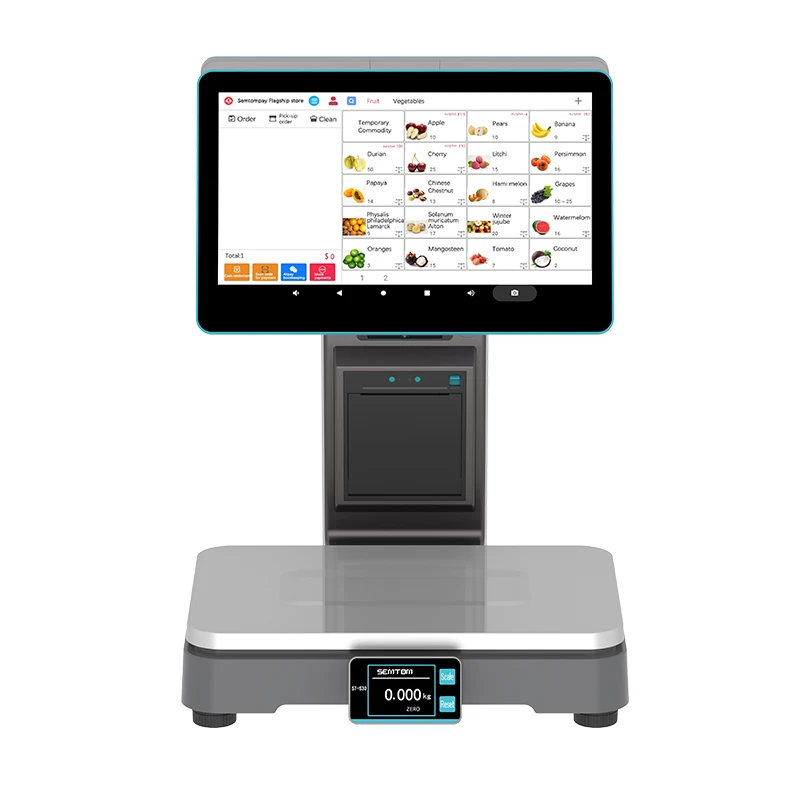 Touch screen integrated checkout weighing scale Touch cash register double screen Android checkout scale