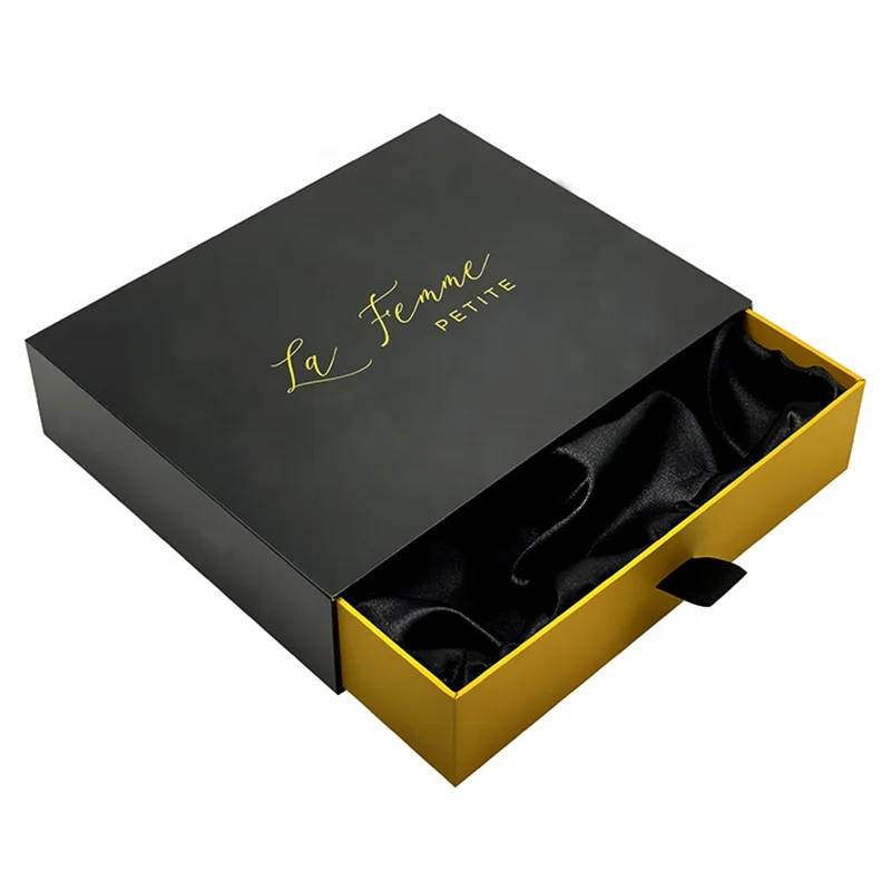 Luxury Wallet Sliding Drawer Gift Box Packaging Satin Lined Custom Design Shoe Box Pull Out For Scarf Hair Accessories Skincare