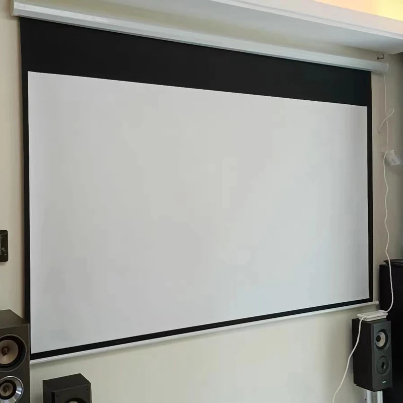 Movie Electric Projector Screen 150 Inch With Remote Control Motorized Projection Screen 16:9 HD 4K Indoor For Home Cinema